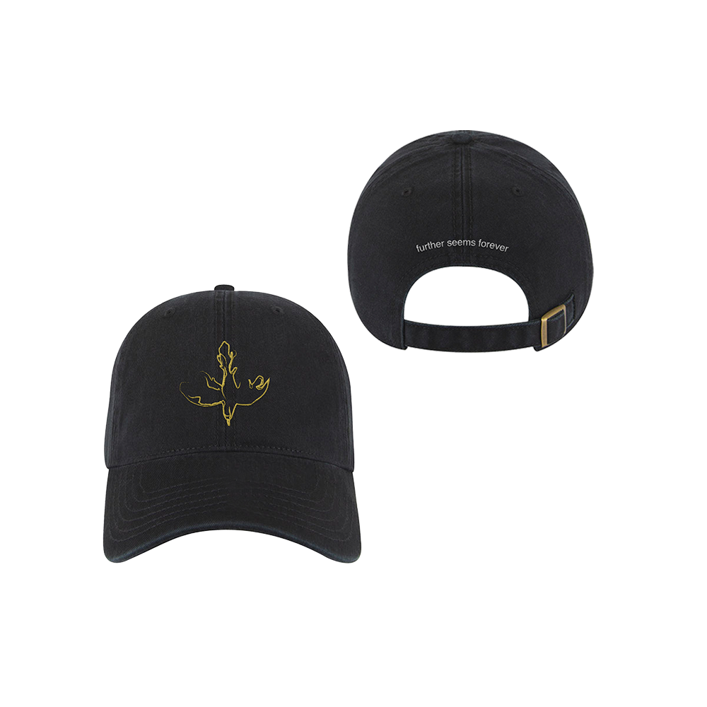 Official Further Seems Forever Merchandise. 100% Cotton Unstructured Low-Fitting dad hat featuring the fire bird design. 